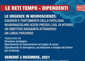 Le urgenze in neuroscienze, Asl Viterbo: mercoledì 3 dicembre convegno Ecm sulle reti tempo dipendenti al centro culturale di Valle Faul
